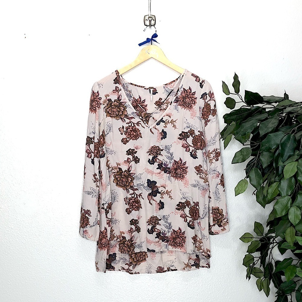 Free People Floral Criss Cross Blouse